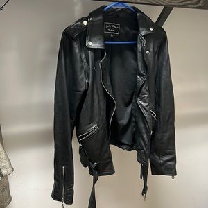 Real leather motorcycle jacket